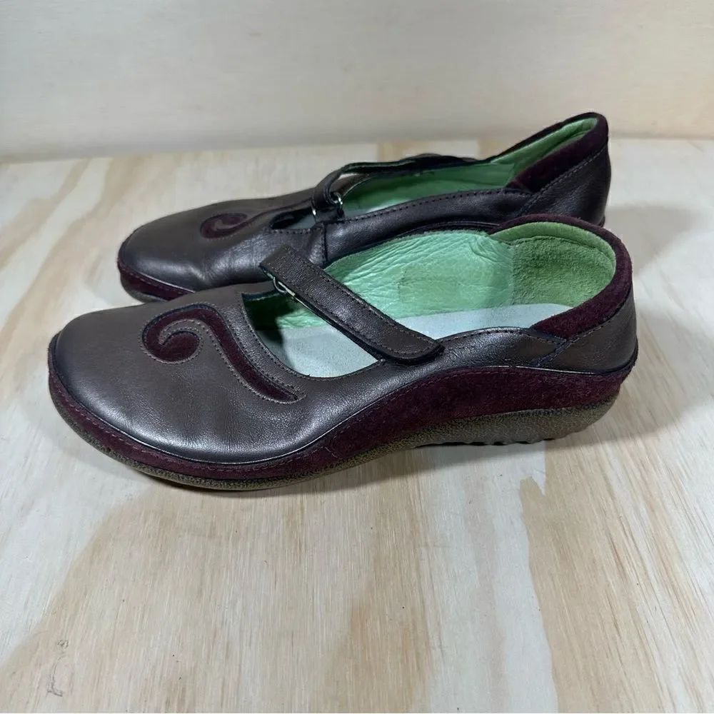 Naot Matai Bronze Brown Mary Jane Swirl Shoes Women’s Size 5/5.5